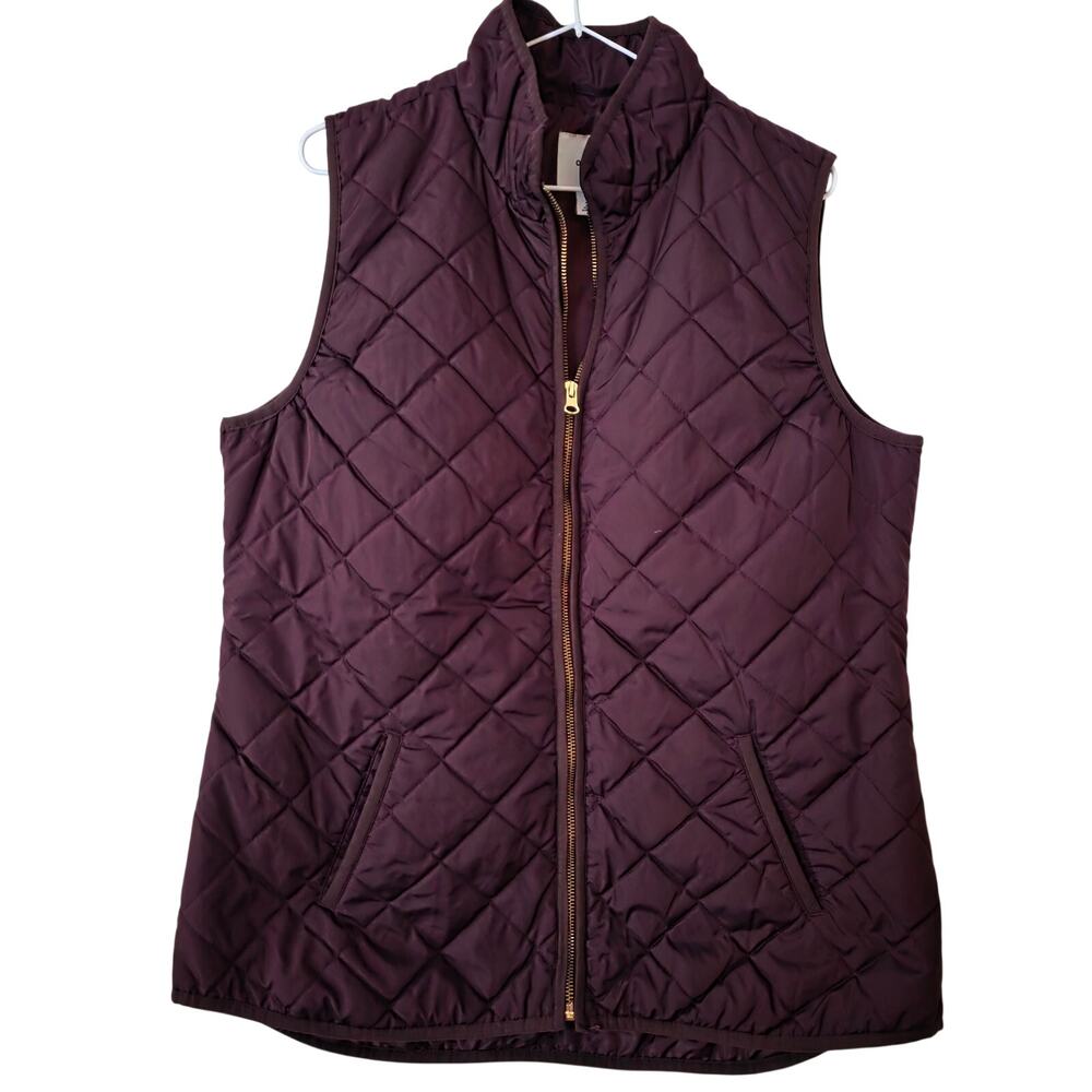 Old Navy Burgundy Diamond-Quilted Full Zip Puffer Vest Size Large Tall